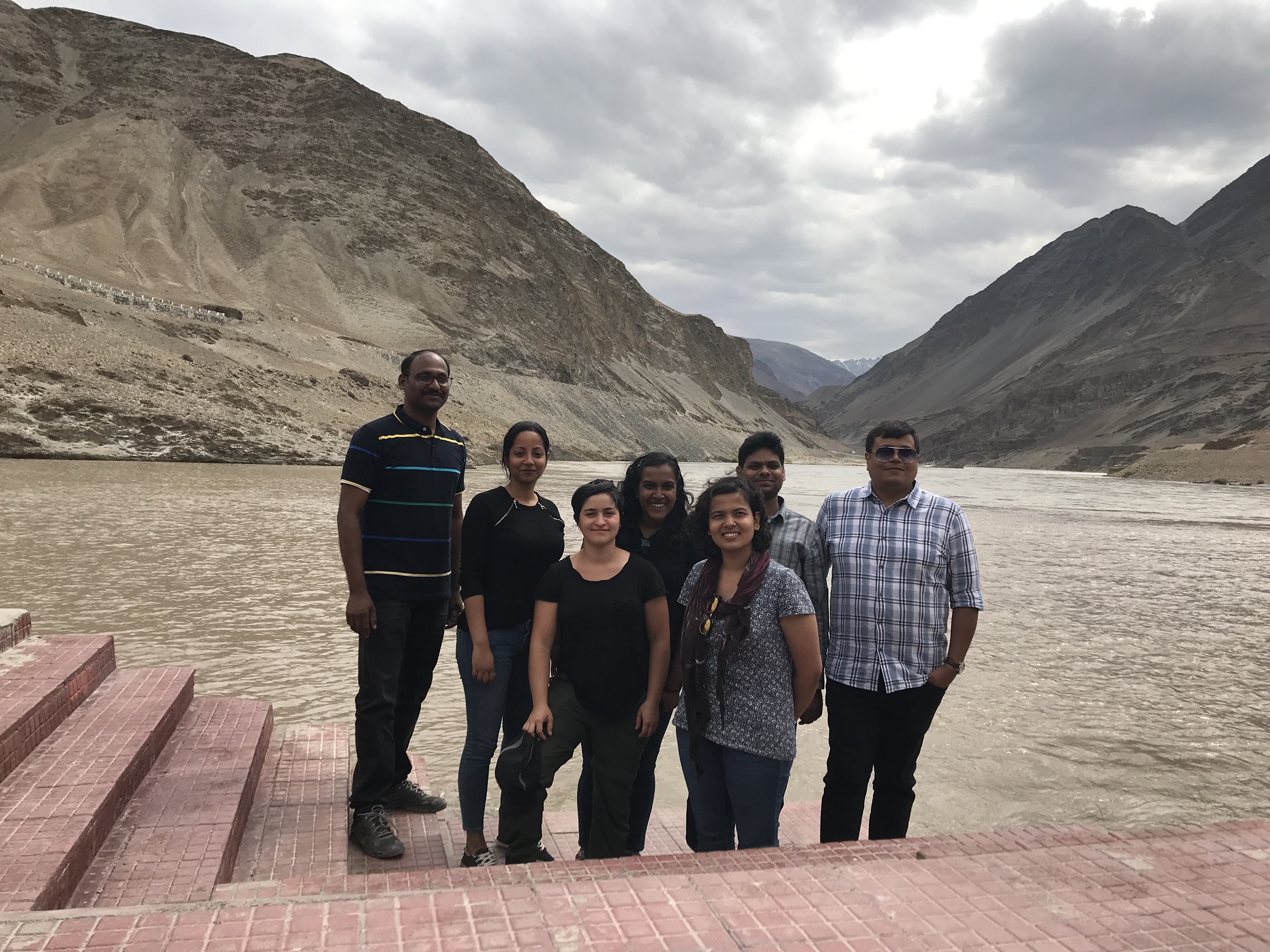 GenSCAPE lab and Dr. Niraj Rai's group by the confluence of Indus and Zanskar Rivers in Ladakh