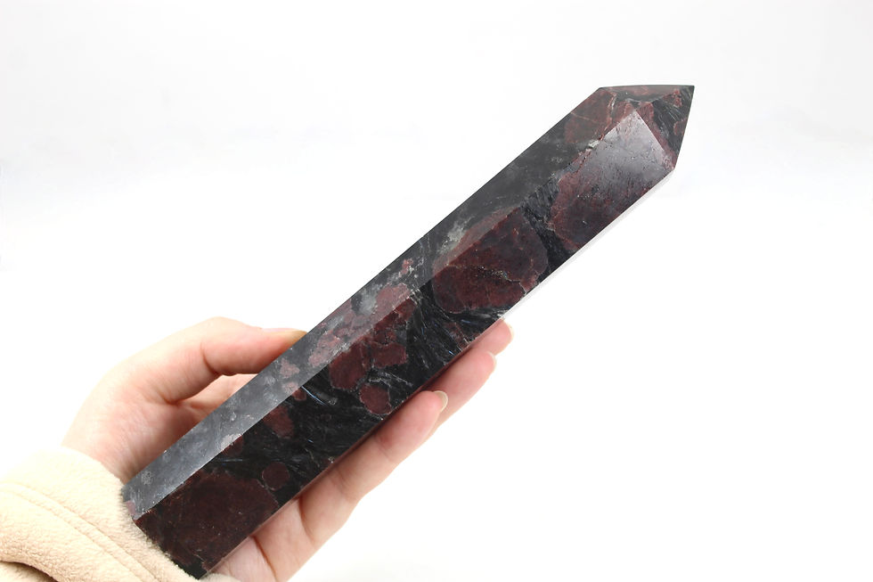 Thumbnail: Blue Arfvedsonite and Garnet Statement Crystal Point