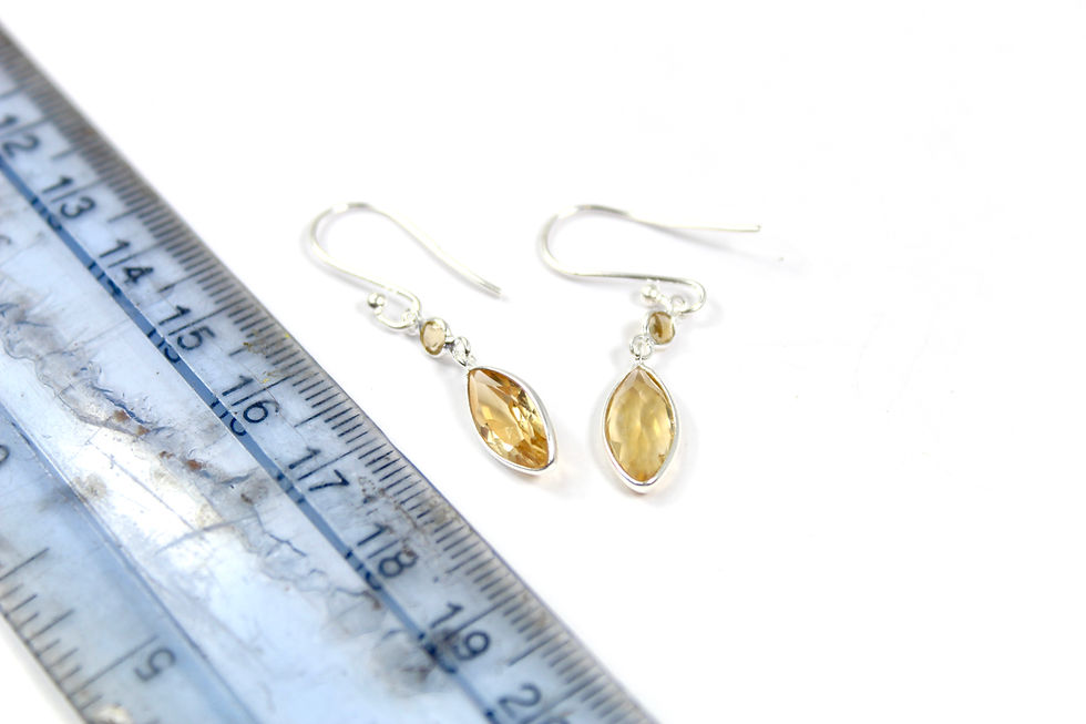 Thumbnail: Citrine Faceted 925 Sterling Silver Faceted Marquis Drop Earrings