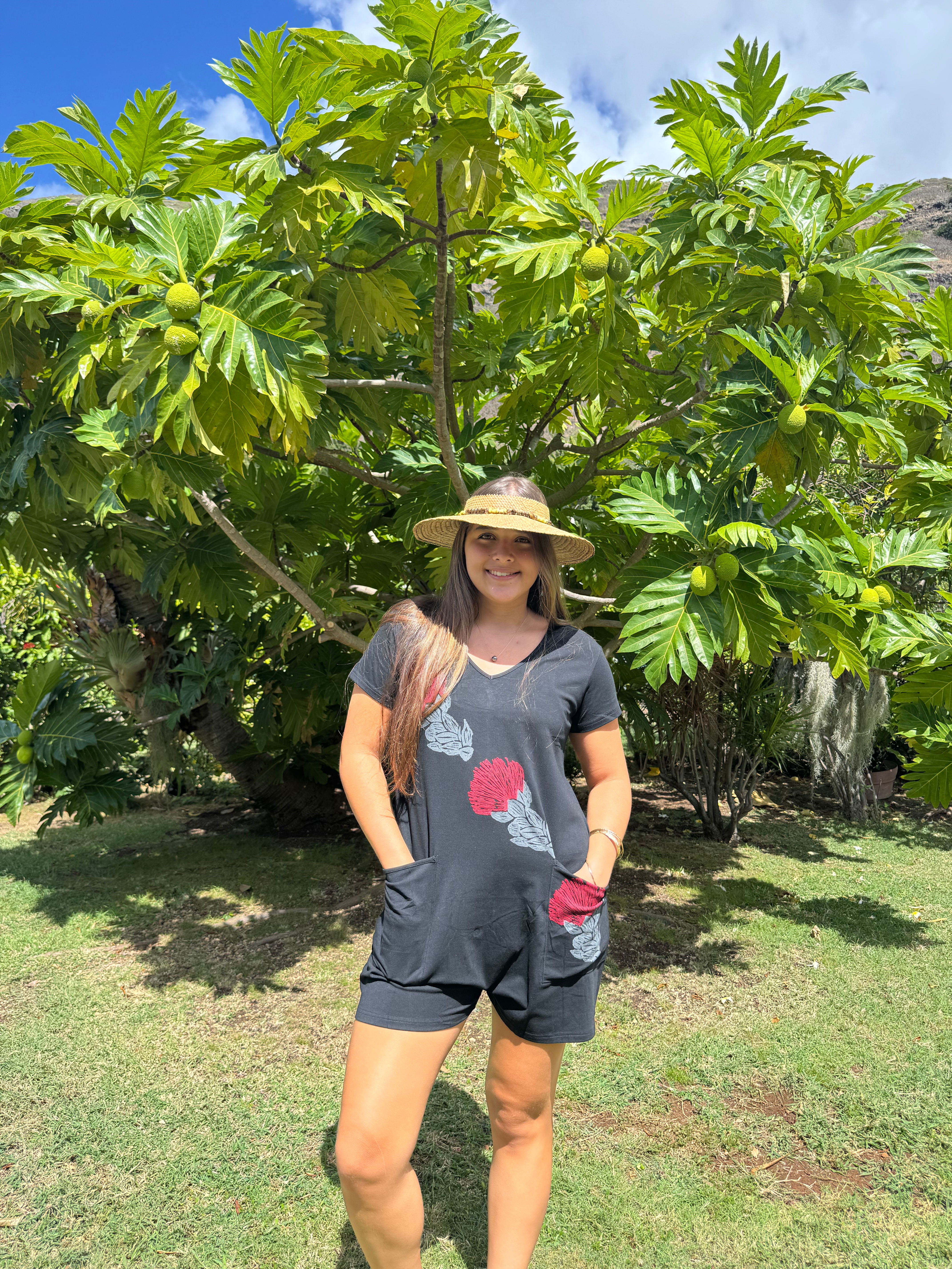 Black ʻŌhiʻa Lehua Romper