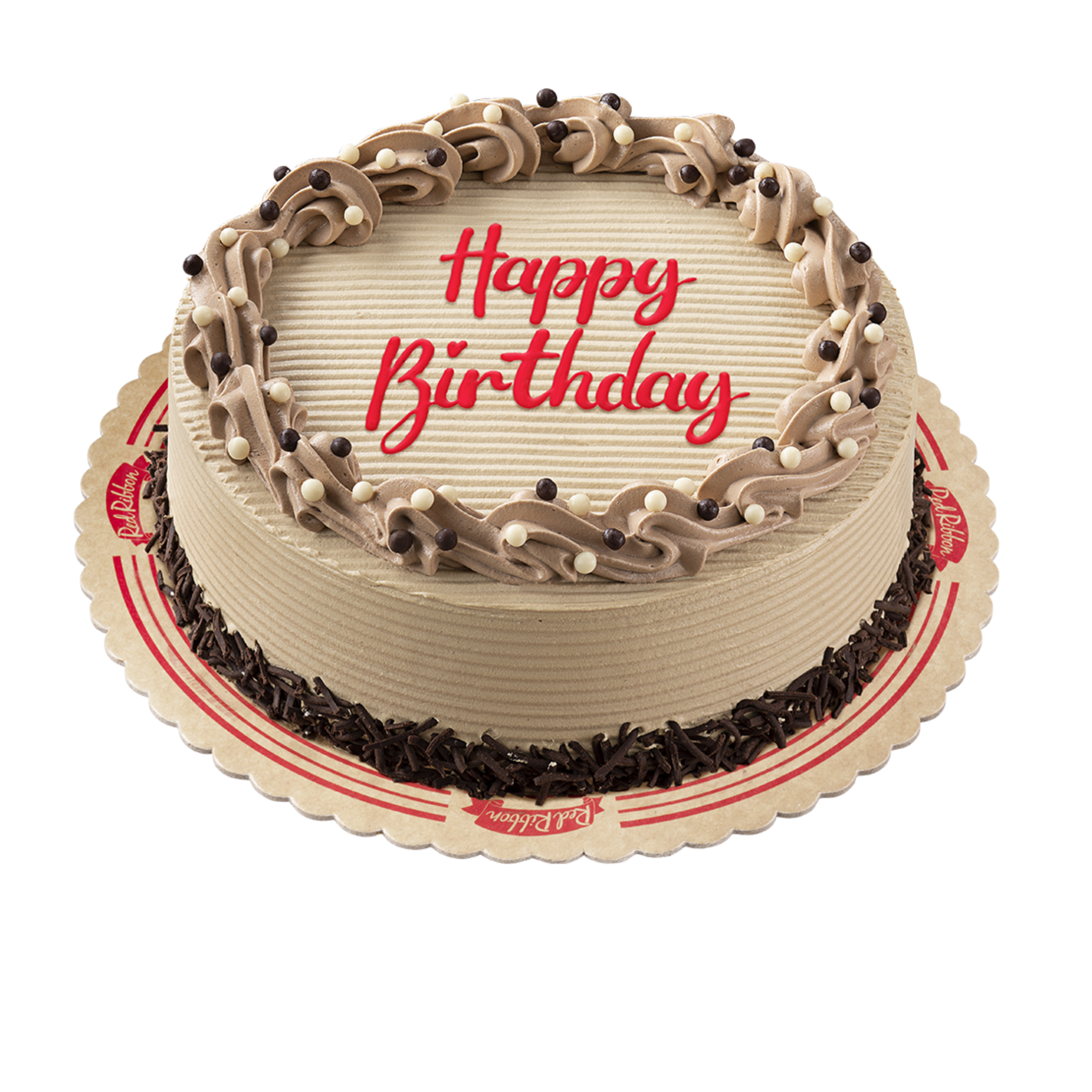 Red Ribbon - Round Mocha Dedication Cake