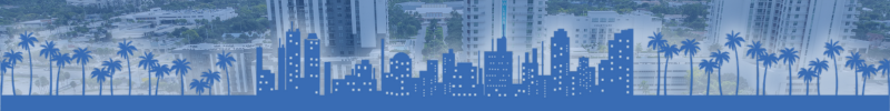 Panoramic view of Fort Lauderdale’s cityscape, highlighting modern buildings, lush greenery, and the new river.