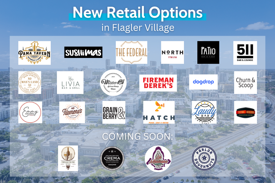 Image showing the logos of all new and coming retail locations in Flagler Village, Fort Lauderdale.