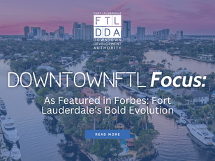 Sunset view of Downtown Fort Lauderdale with golden skies reflecting off the city’s skyline and the expansive canal network below, highlighting the city’s unique blend of urban living and waterfront charm.