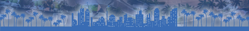 Panoramic view of Fort Lauderdale’s cityscape, highlighting modern buildings, lush greenery, and the new river.