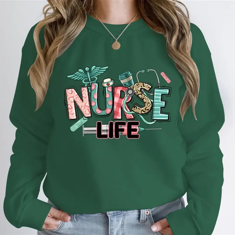Thumbnail: Nurse Life Graphic Crewneck Sweatshirt