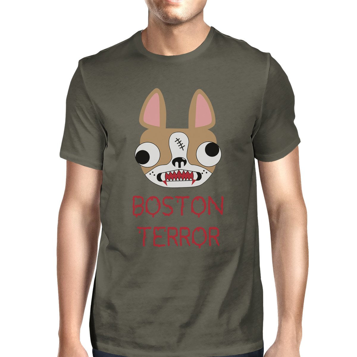Boston Terror Terrier Mens Dark Grey Shirt