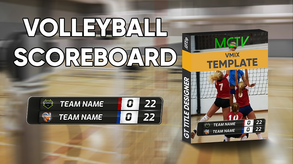 Compact volleyball scoreboard for vMix with team logos and scores