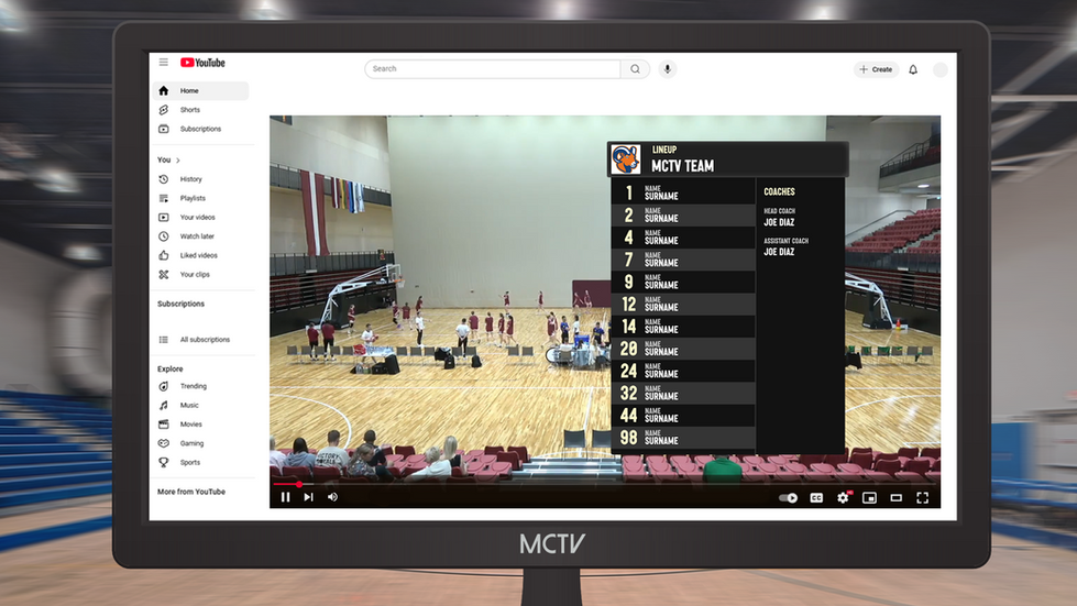 Basketball starting lineup and team roster overlay for VMIX