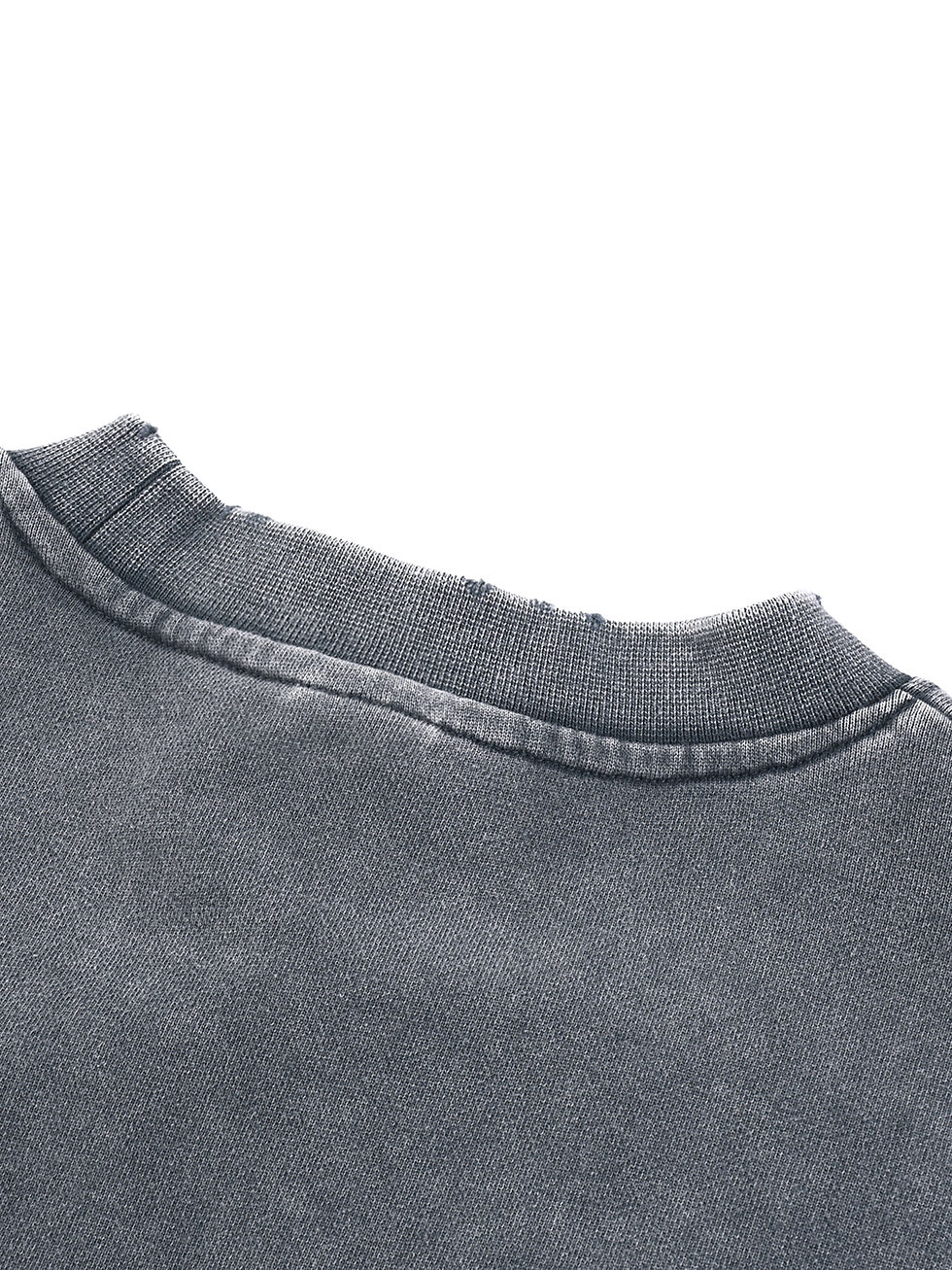Thumbnail: Snow Washed Raw Edge Cropped Sweatshirt