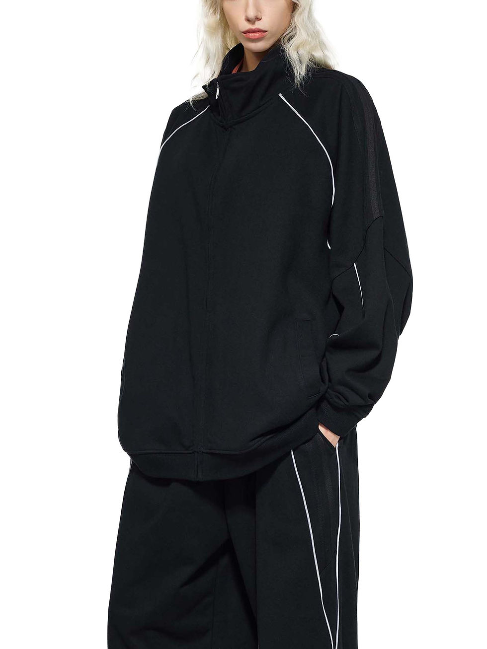 Thumbnail: Reflection Striped Raglan Sleeve  Jacket