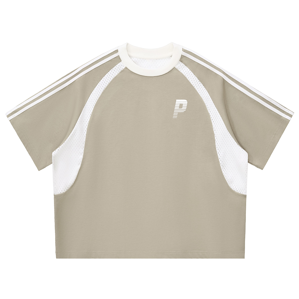 Thumbnail: Contrast Stripes Panel Mesh T-shirt