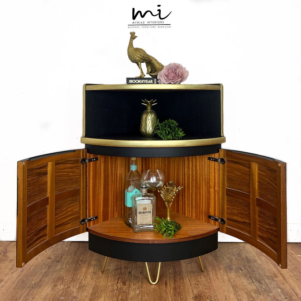 Thumbnail: Art Deco inspired mid century teak Nathan corner drinks cabinet