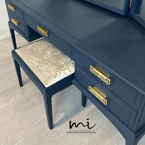 navy and gold dressing table Penrose Dressing Table Set with Stool & Mirror