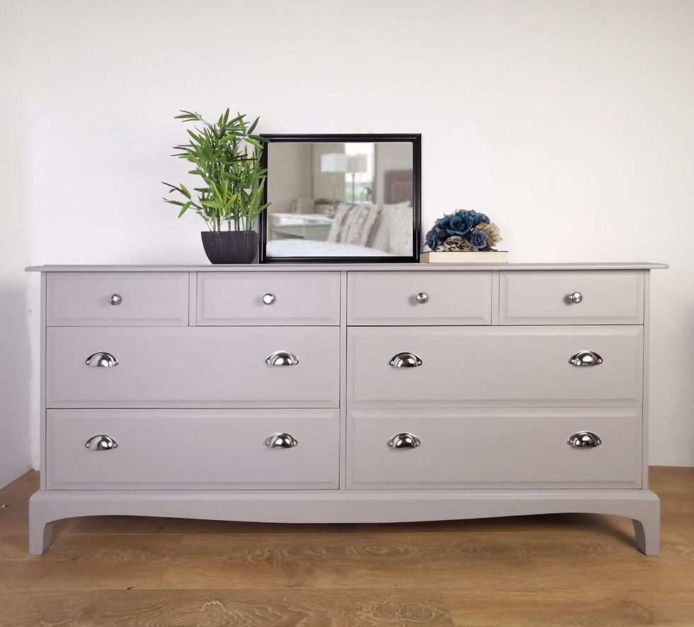 Refurbished Pale Grey Stag Minstrel Captains Chest Of Drawers, large, dresser