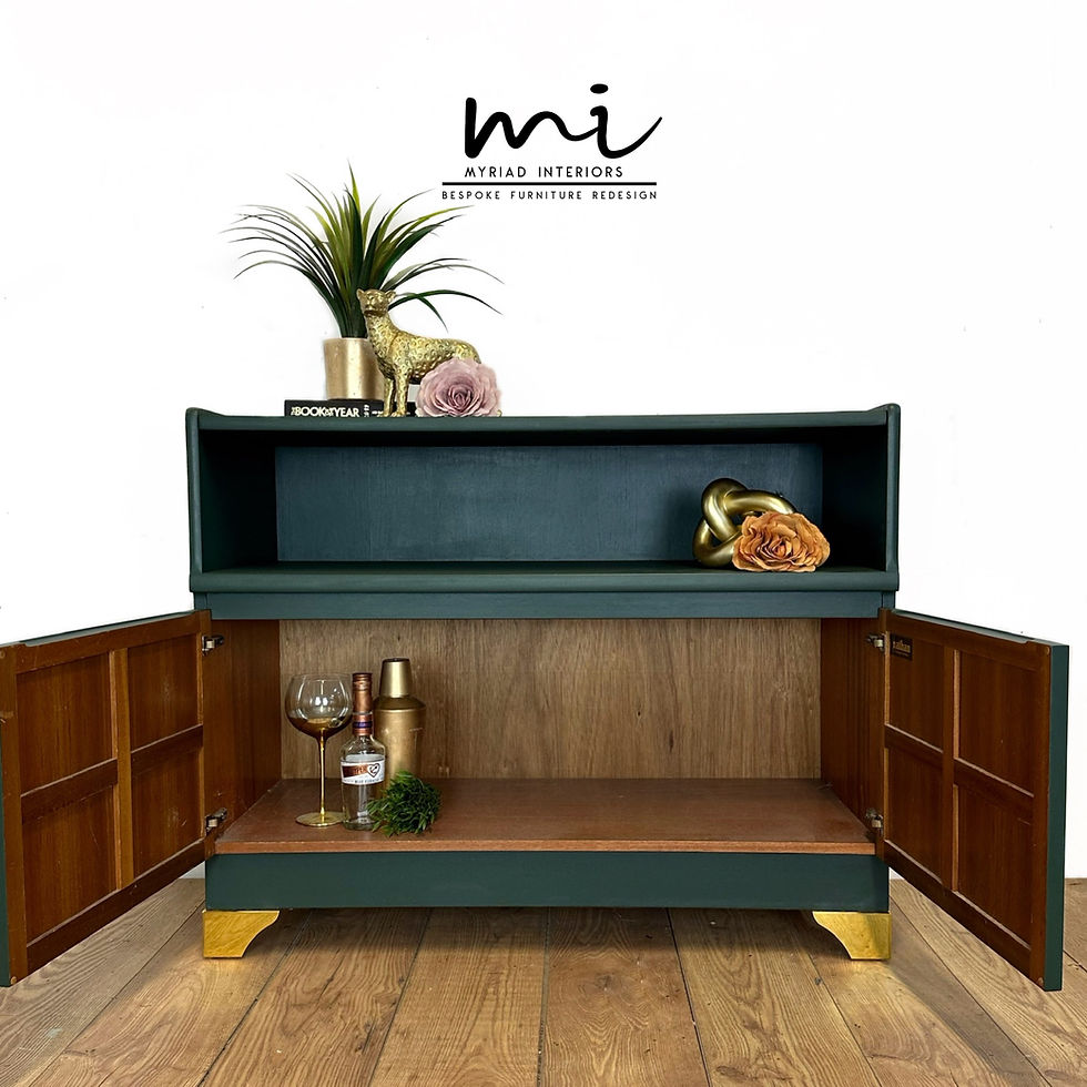 Thumbnail: Refurbished Dark Green Nathan Sideboard, media unit, TV stand, gold art deco 