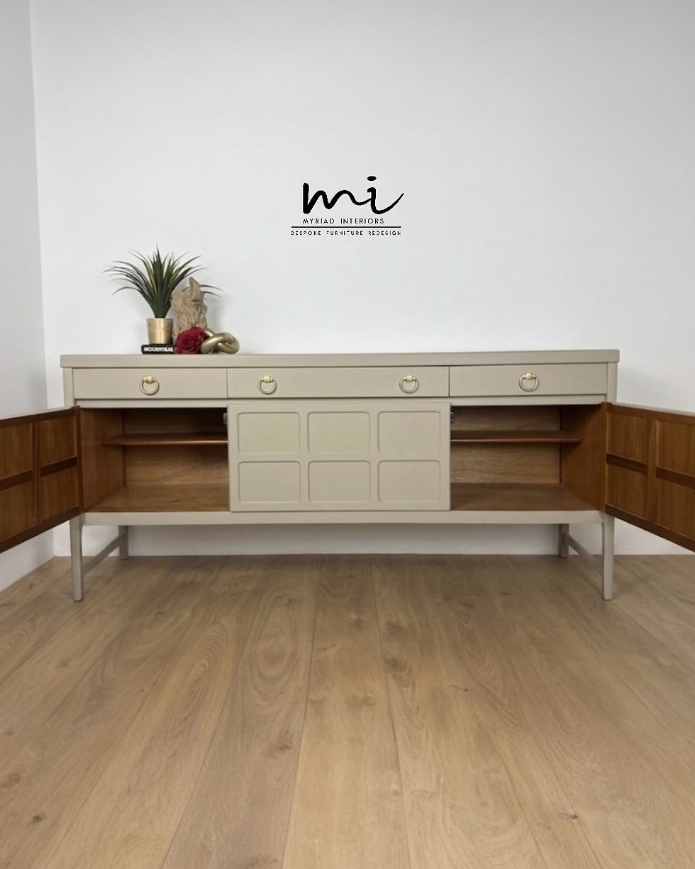 Thumbnail: Large Neutral Vintage Nathan Sideboard, drinks cabinet cream beige nude