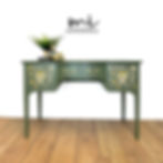 Thumbnail: Vintage olive green desk botanical design, dressing table, sideboard refurbished