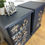 Thumbnail: Navy blue and silver floral bedside tables, refurbished nightstands
