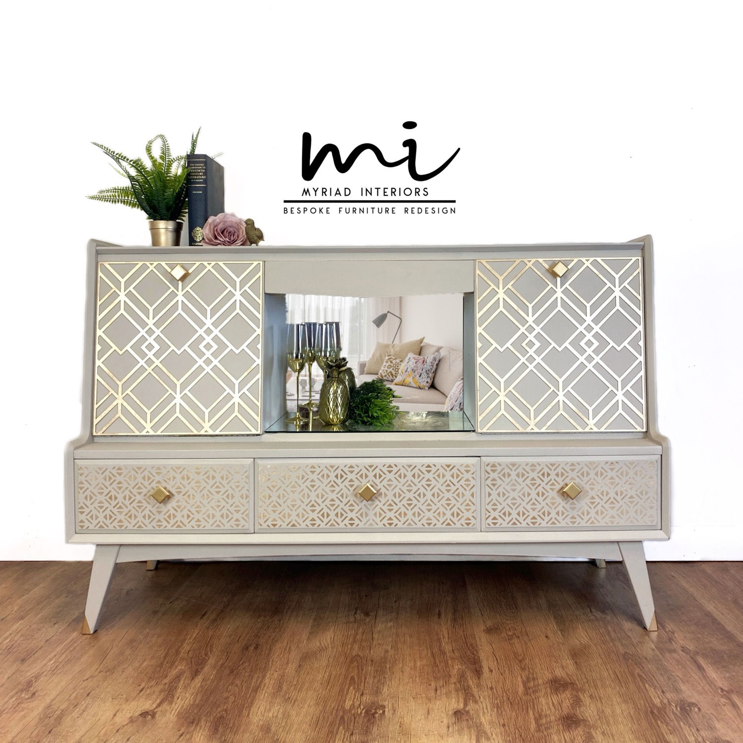 Vintage Neutral Sideboard, Cocktail Cabinet