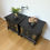 Thumbnail: Matt Black Stag Minstrel bedside tables with gold floral and bird design
