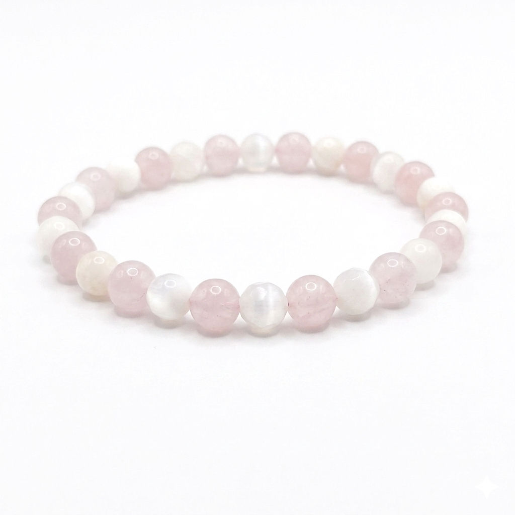 Heilstein Armband rosa weiss