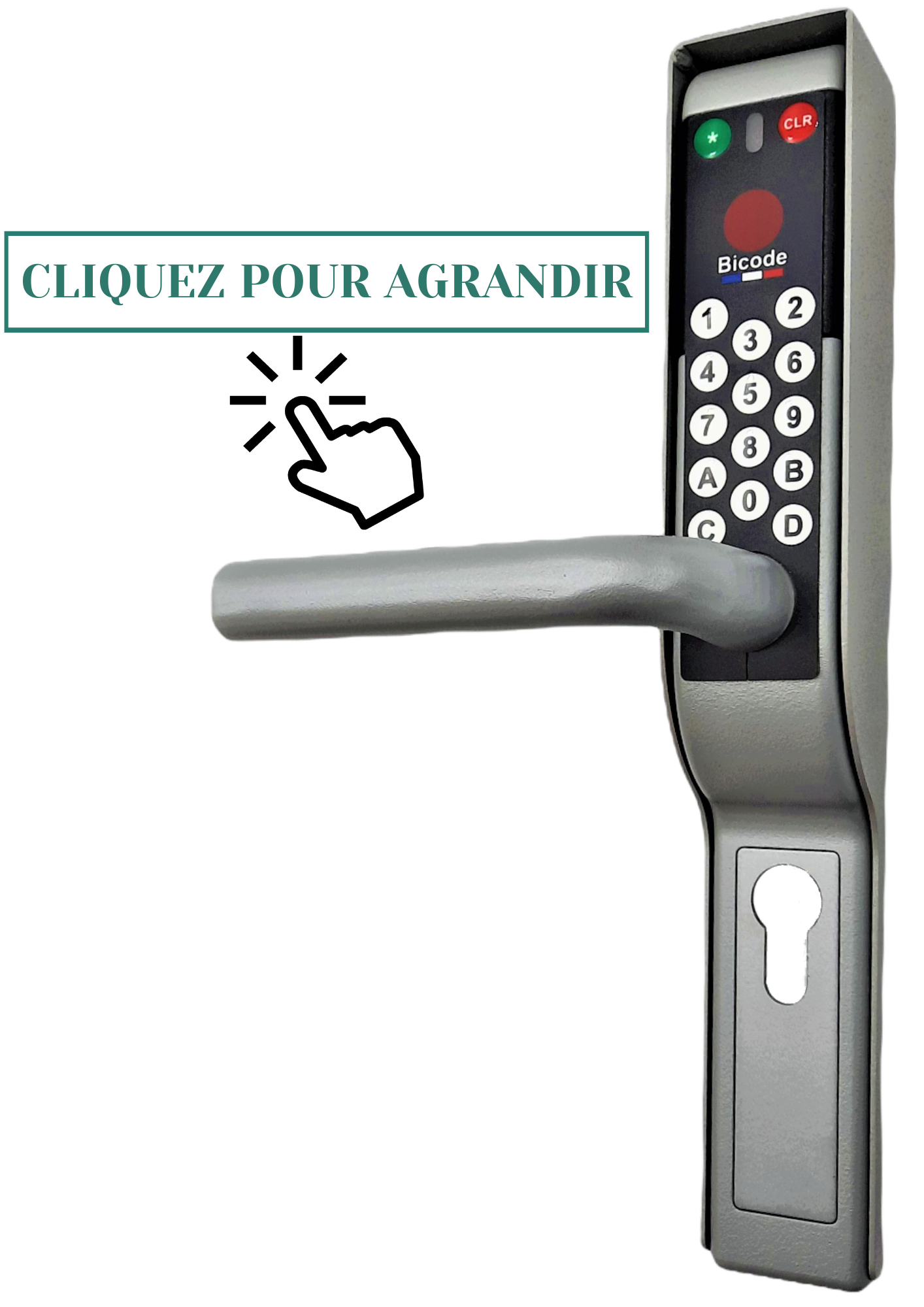 Bicode Gris - Gauche- Avec trou de clé - pose en Extérieur