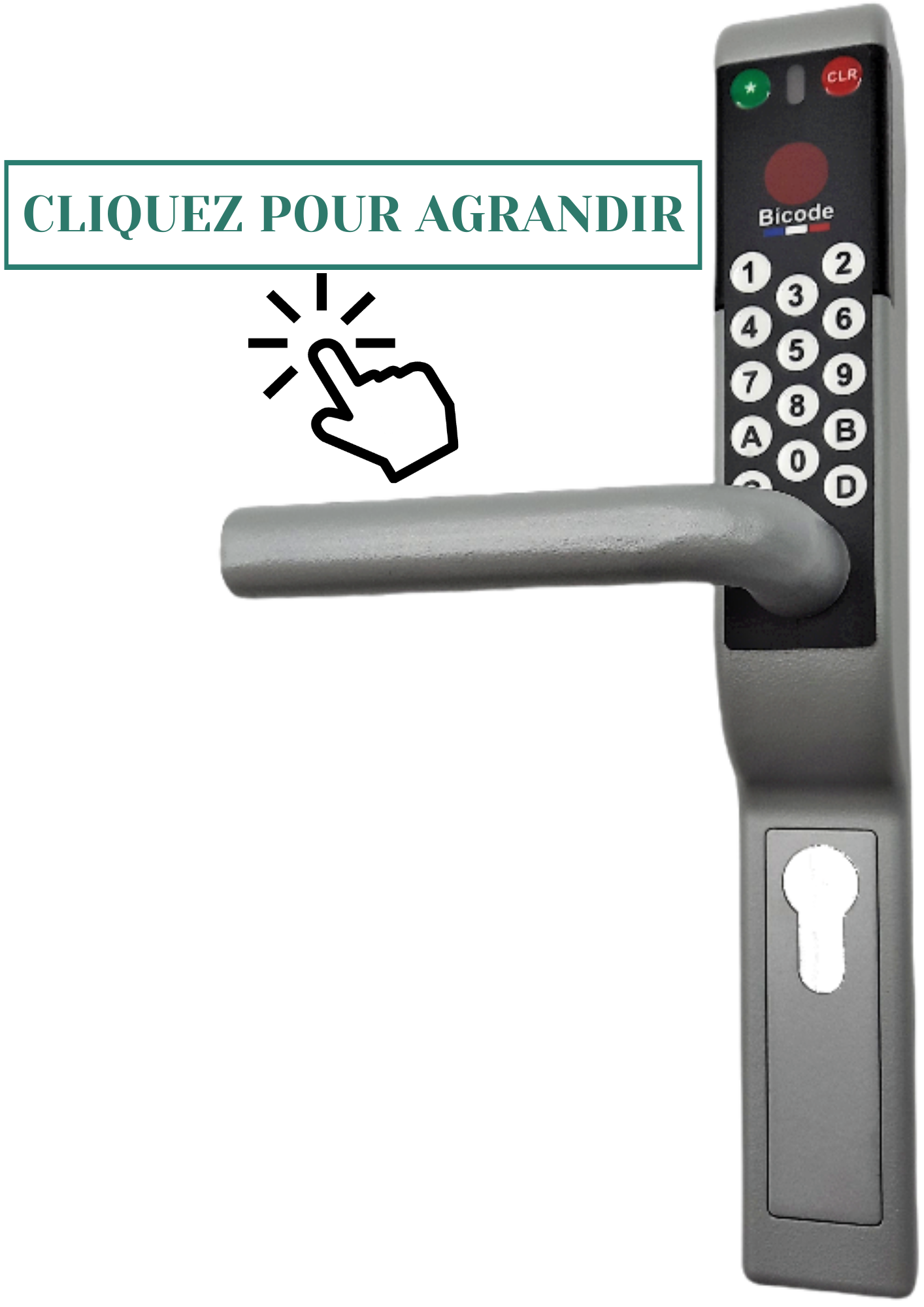 Bicode Gris - Gauche- Avec trou de clé - pose en intérieur