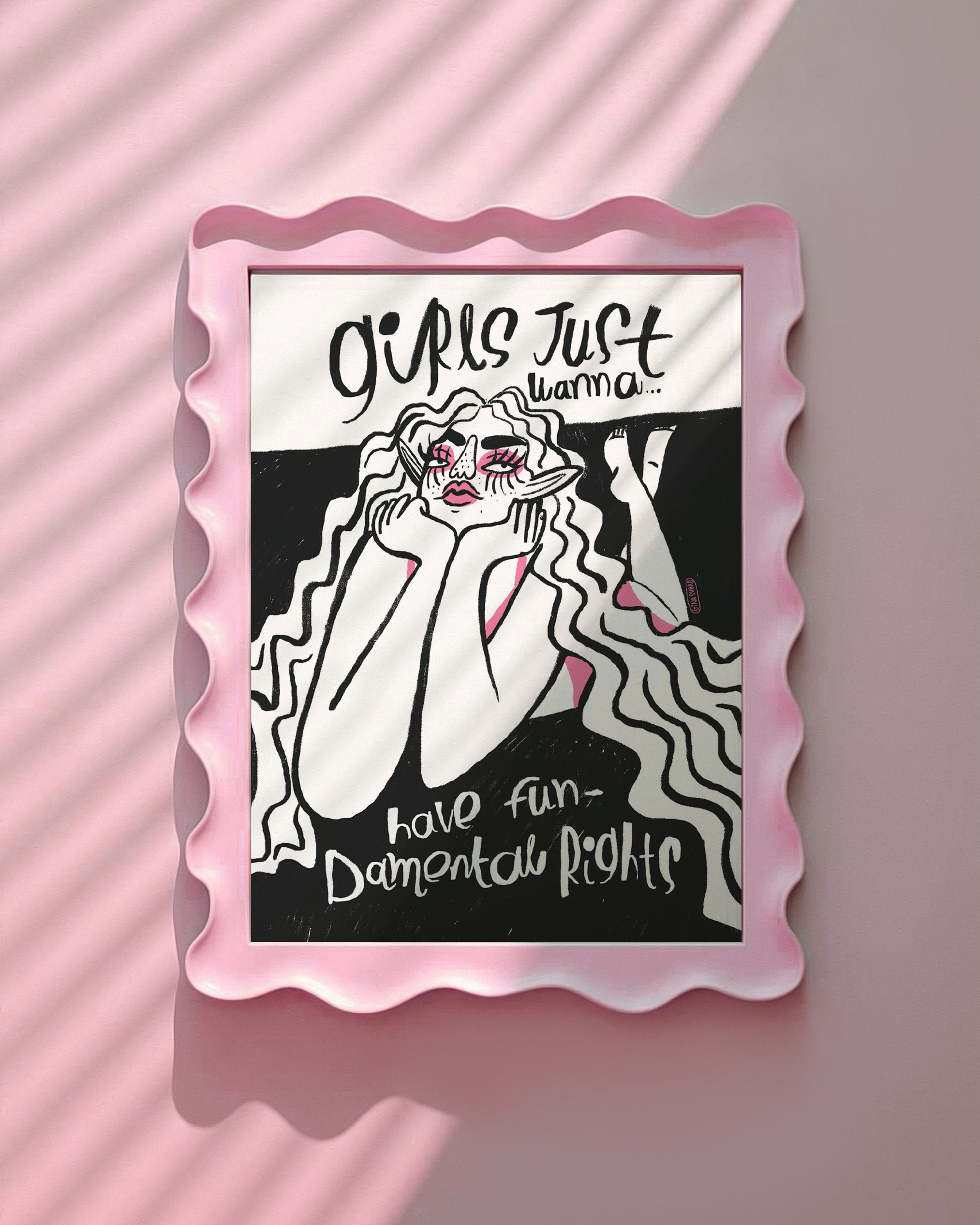 Feminist female illustration | Girls just wanna have fundamental rights | A4 art