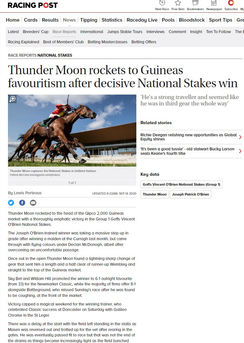 Thunder Moon rockets to Guineas favouritism after decisive National Stakes win  Horse Raci