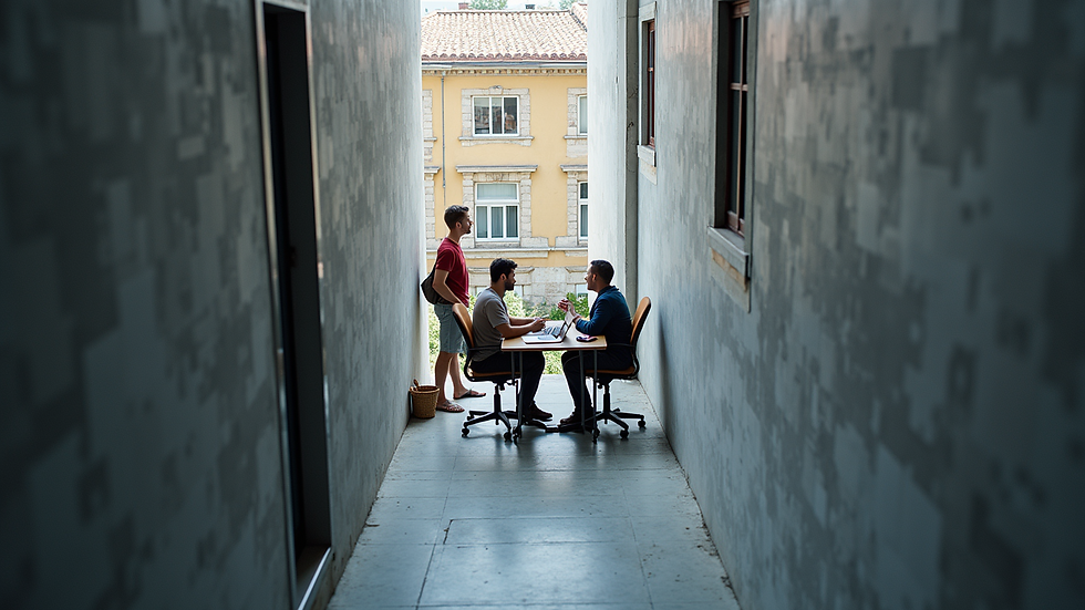 Vista en ángulo alto de un equipo de trabajo colaborando en un proyecto