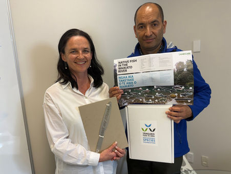 Endangered Species Foundation General Manager Natalie Jessup meeting with her local MP, Tama Potaka, who holds the portfolios for Māori Development, Conservation, Whānau Ora, and Associate Housing.