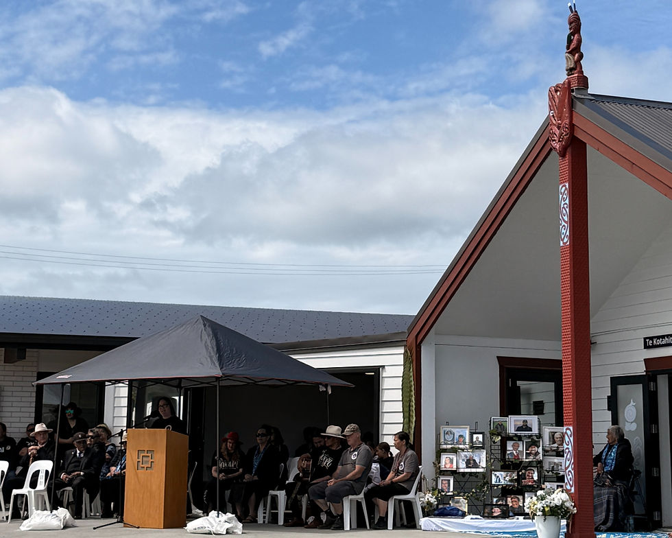 Aotea Apiti presenting the Pōpoto | Māui Dolphin kaupapa at Ookapu Marae