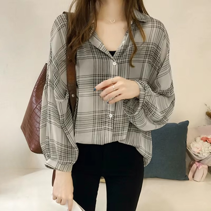 Miniatura: Blusa Feminina Social Manga Longa Bufante | Estilo Coreano Elegante