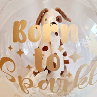 Ballon mit personalisierter Schrift (gold, weiß, silber, rosa, hellblau, schwarz)