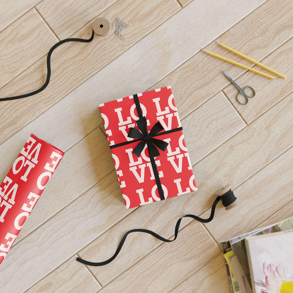 Thumbnail: LOVE Red Background Valentine's Day Satin Finish Gift Wrap Wrapping Paper Roll