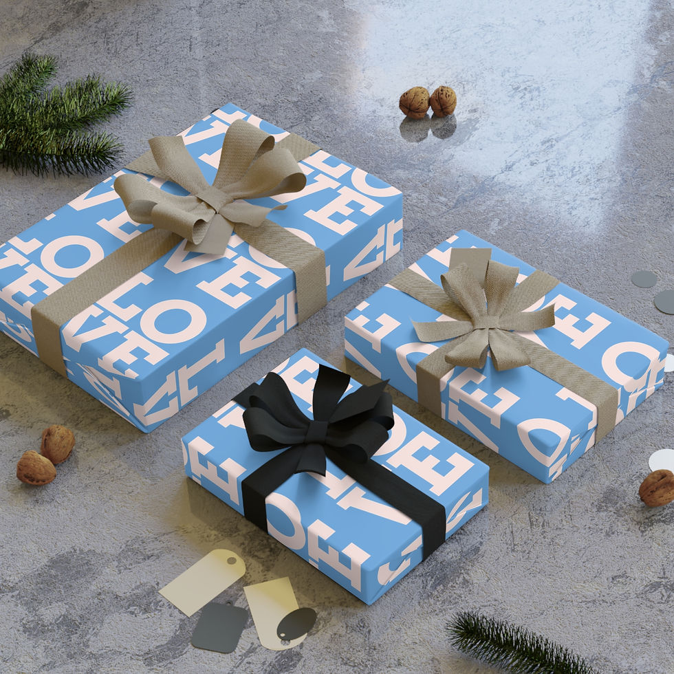 Thumbnail: LOVE Lt. Blue Background Valentine's Satin Finish Gift Wrap Wrapping Paper Roll