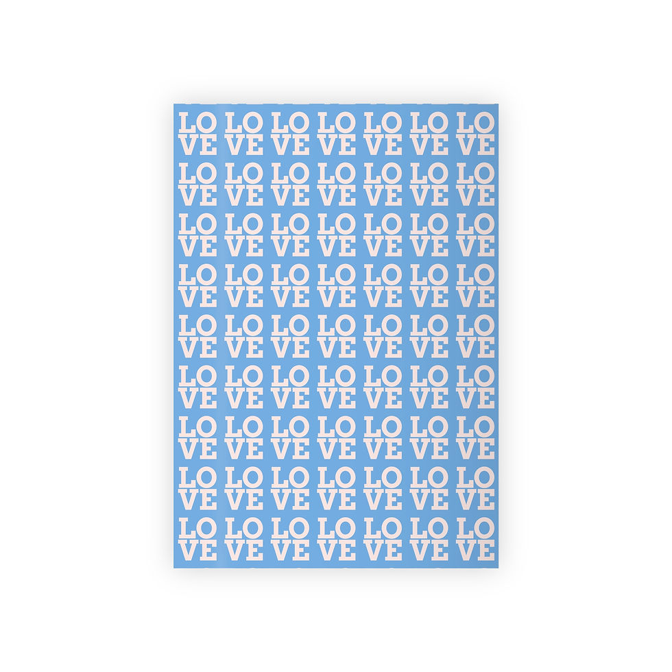 Thumbnail: LOVE Lt. Blue Background Valentine's Satin Finish Gift Wrap Wrapping Paper Roll