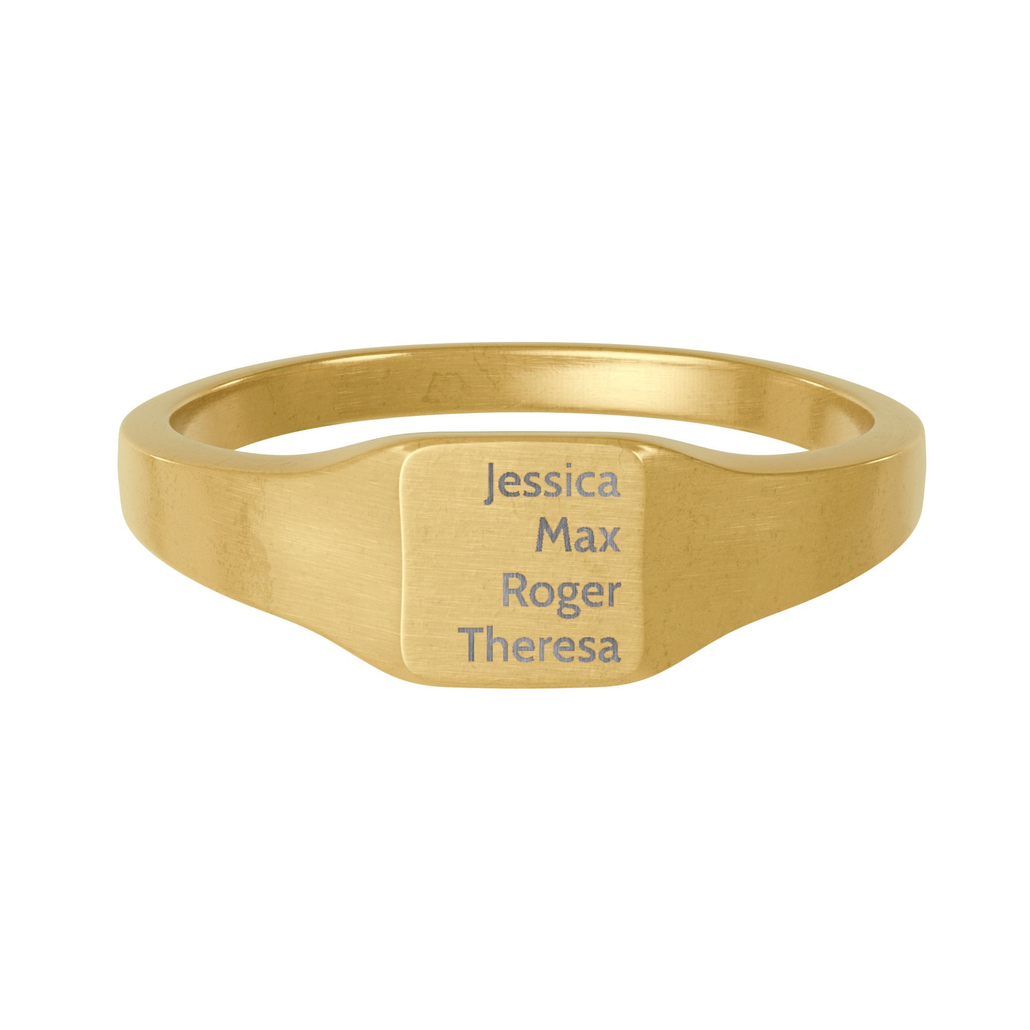 Stainless Steel Square Signet 18K Gold Tone Ring with Personalized Engraving
