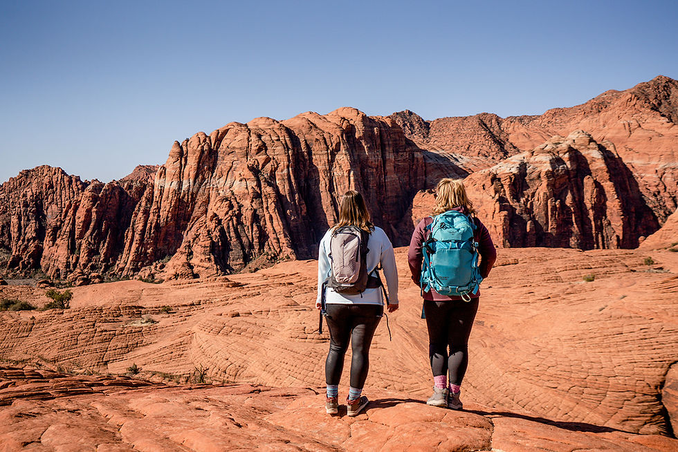 Petrified Dunes two girls hiking Snow Canyon State Park Southern Utah