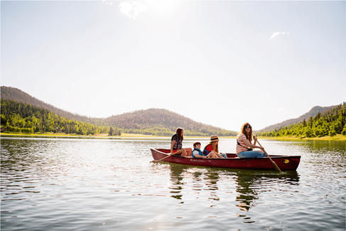 Rowing a canoe at Navajo Lake in Utah