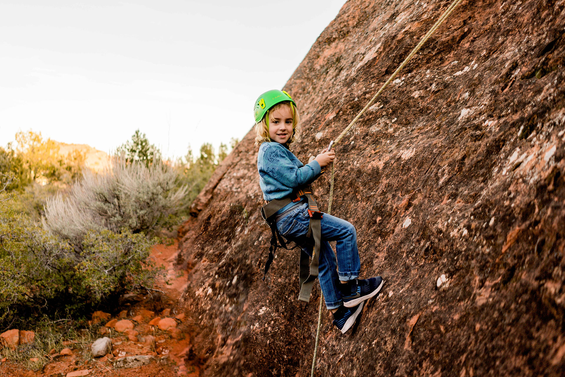 Small boy canyoneering in Southern Utah with All Ways Adventure
