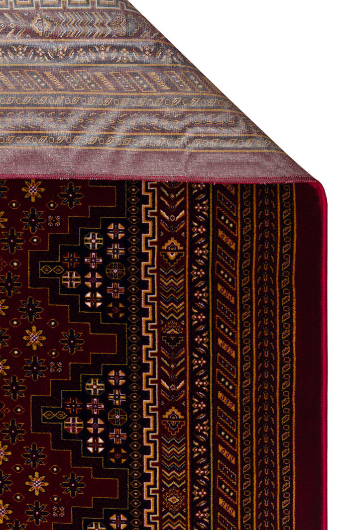 Küçük resim: AFGHAN LUX 01 RED Afgan Desenlerine Sahip, Yıkanabilir,Sık Dokuma Makine Halısı
