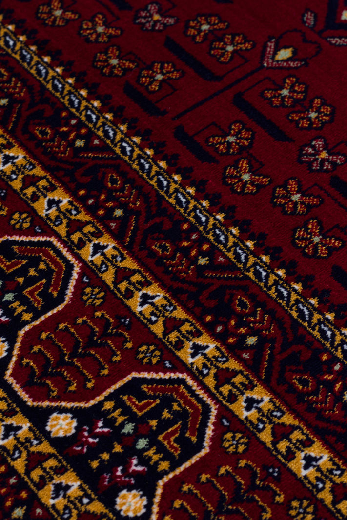 Küçük resim: AFGHAN LUX 03 RED Afgan Desenlerine Sahip, Yıkanabilir,Sık Dokuma Makine Halısı