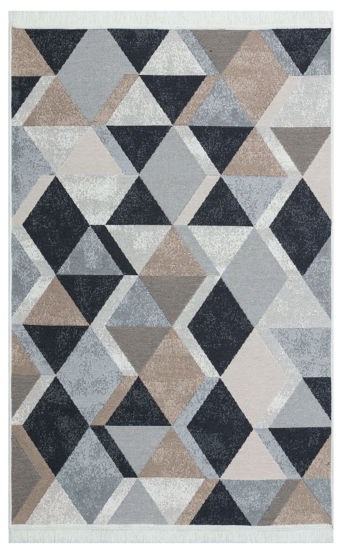 ARYA 10 BEIGE BLACK Yıkanabilir,Çift Taraflı,Pamuklu,Modern Desenli Dokuma Kilim