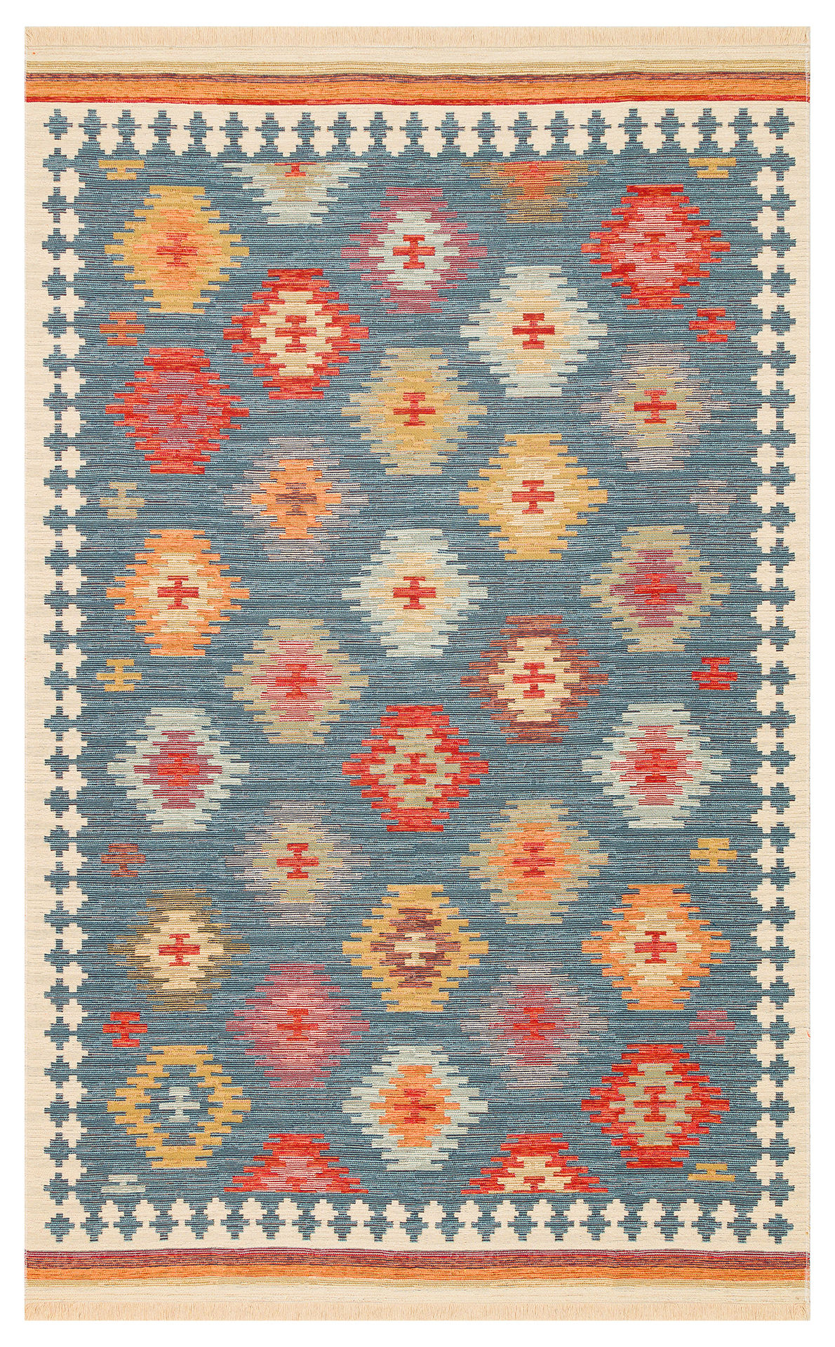 DOGANLAR ANTIQ NOMAD 04 Navy Yıkanabilir, Çift Taraflı,Yumuşak Otantik Kilim Kop