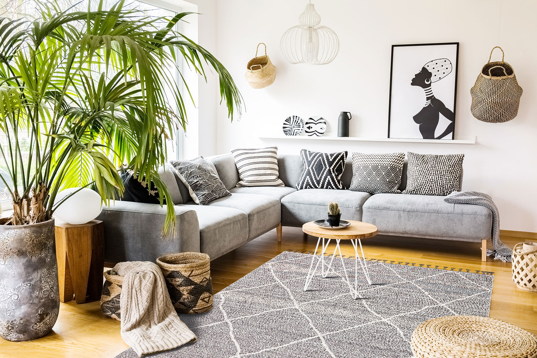 DOGANLAR ANTIQ EKO SOHO 02 GREY HASIR DOKUMA MODERN HALI