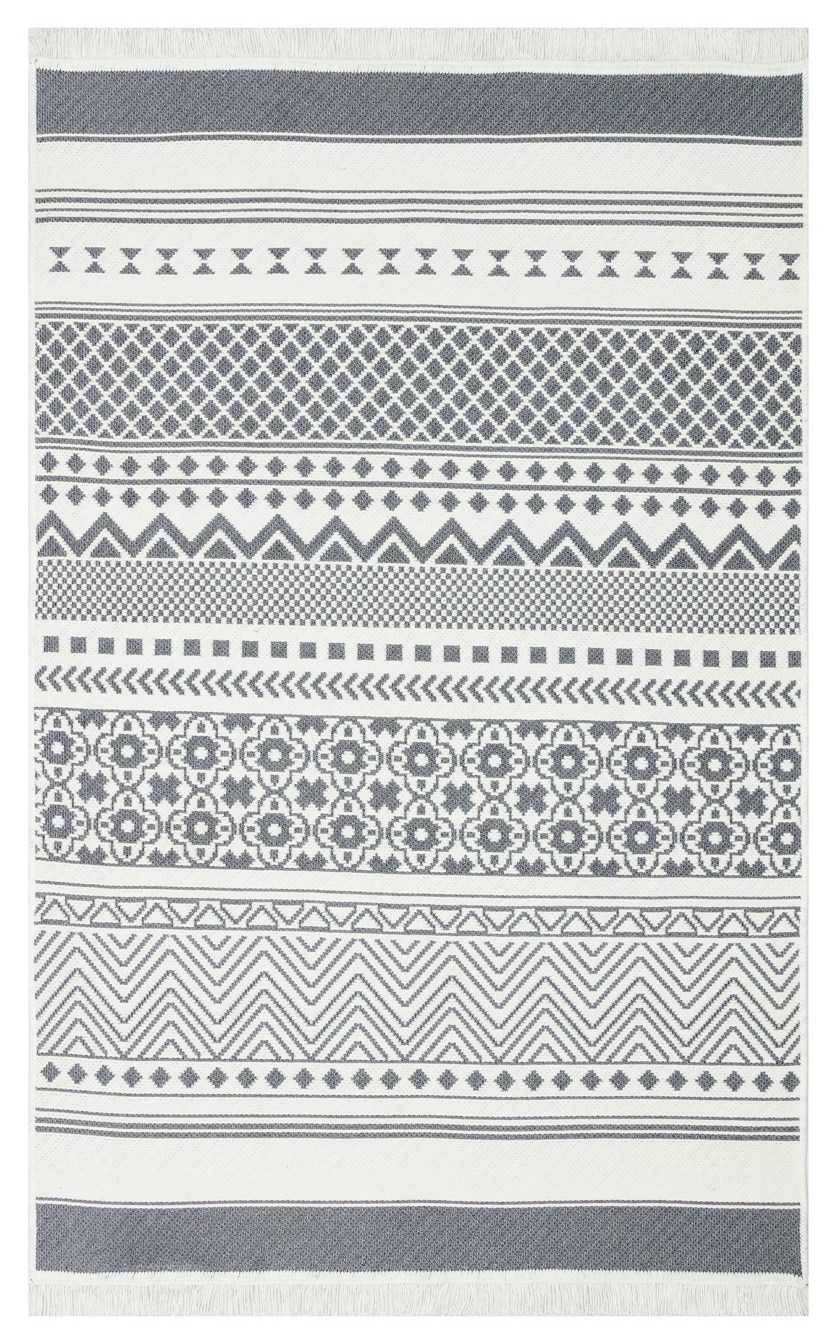 ARYA 07 GREY Yıkanabilir,Çift Taraflı,Pamuklu,Modern Desenli Dokuma Kilim