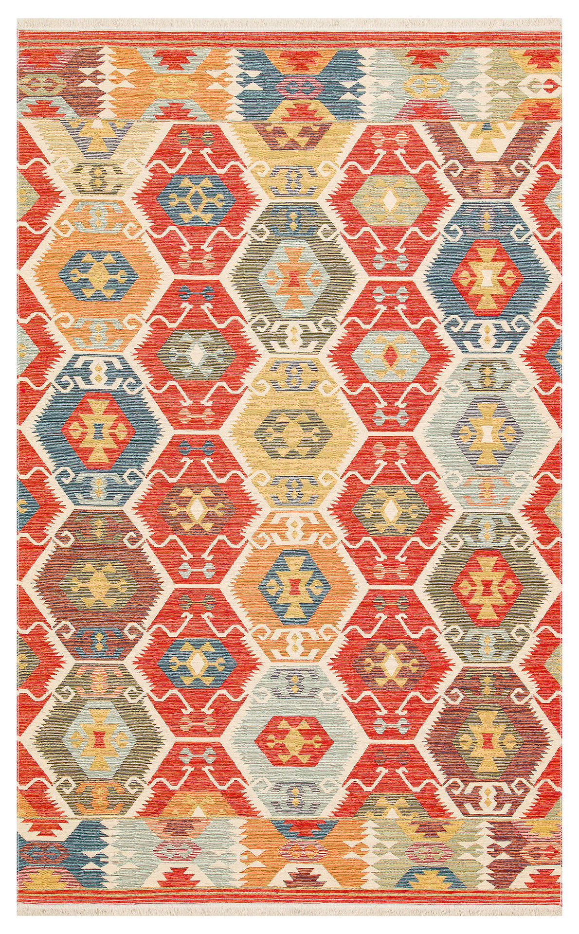 DOGANLAR ANTIQ NOMAD 06 Red Yıkanabilir, Çift Taraflı,Yumuşak Otantik Kilim