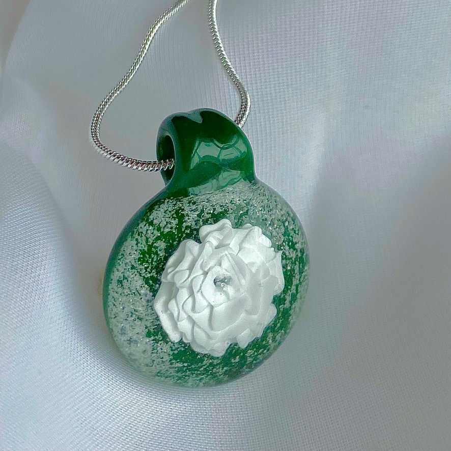 Thumbnail: White Rose on Green backing